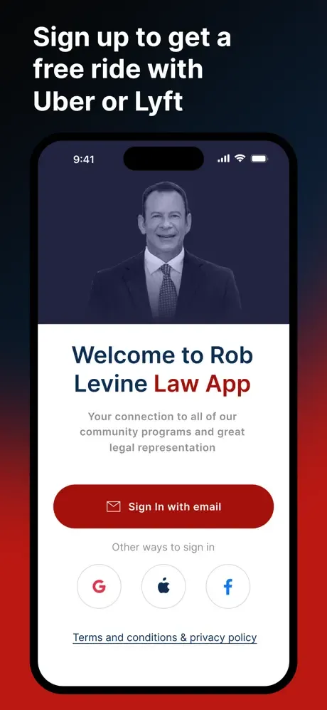 Rob Levine app screen 1
